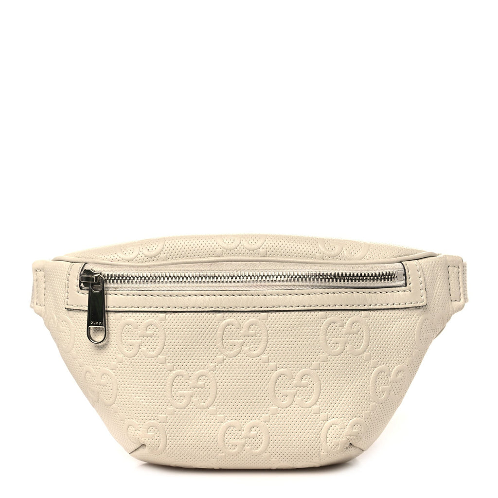 Calfskin GG Tennis Embossed Belt Bag Mystic White