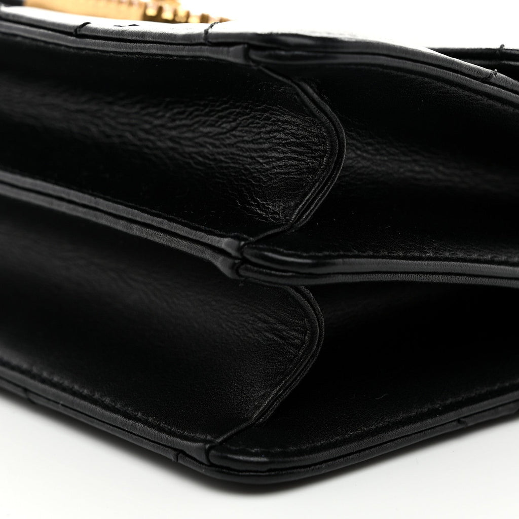 Calfskin Strass Quilted Mini Flap Black
