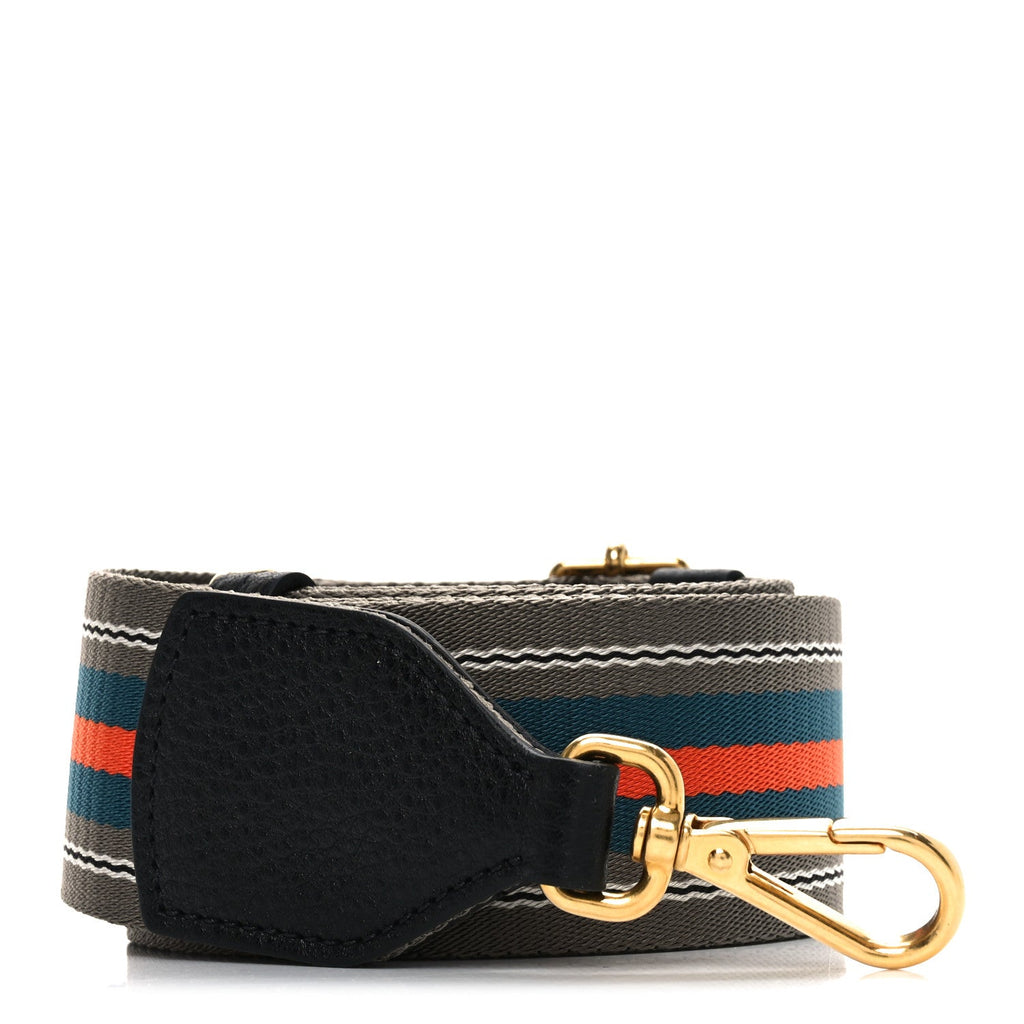 Vitello Daino Striped Fabric Shoulder Strap