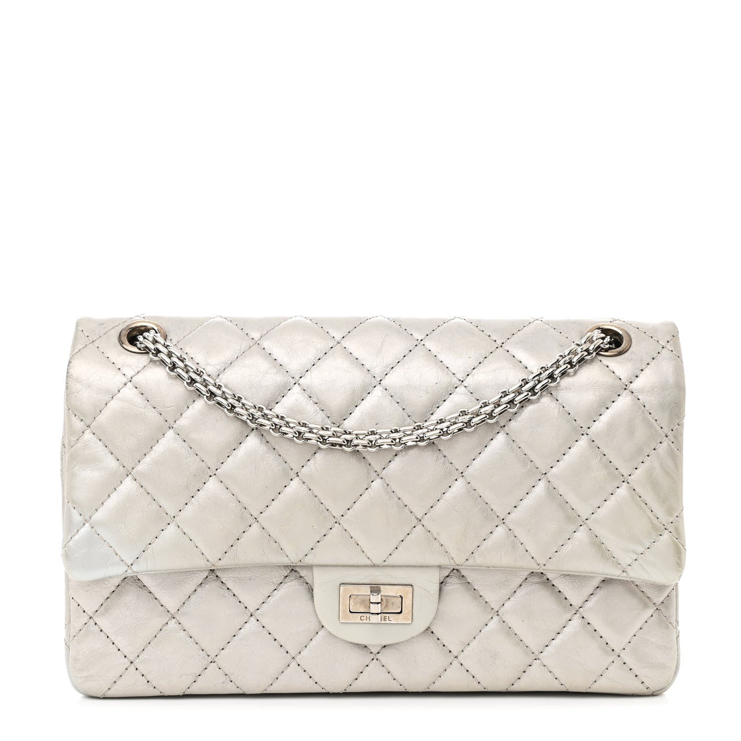 Metallic Lambskin Quilted 2.55 Reissue 226 Flap Silver