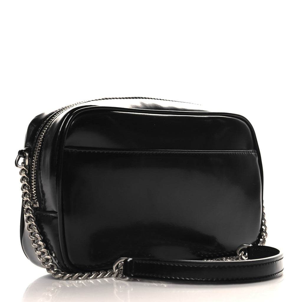 Shiny Calfskin Monogram Mini Lou Camera Bag Black