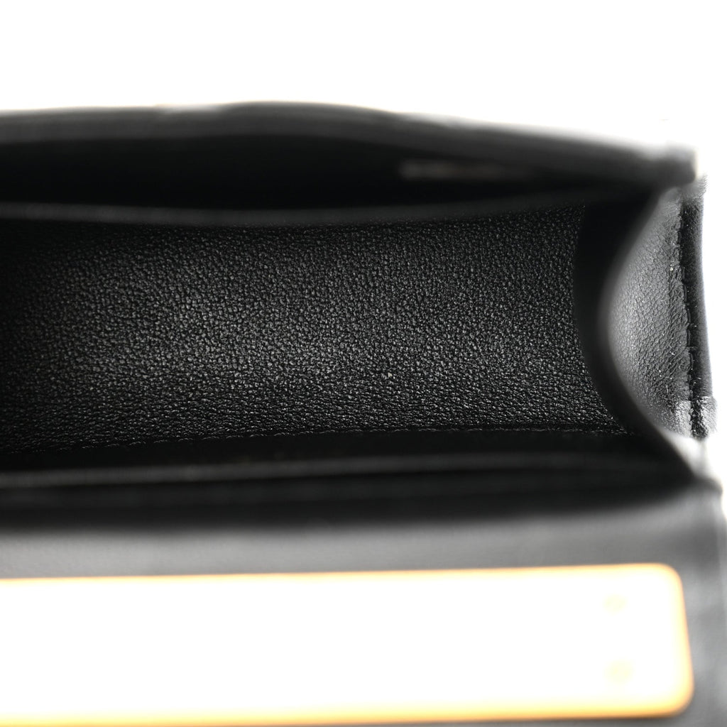 Lambskin Enamel Quilted Mini Top Handle Flap Black