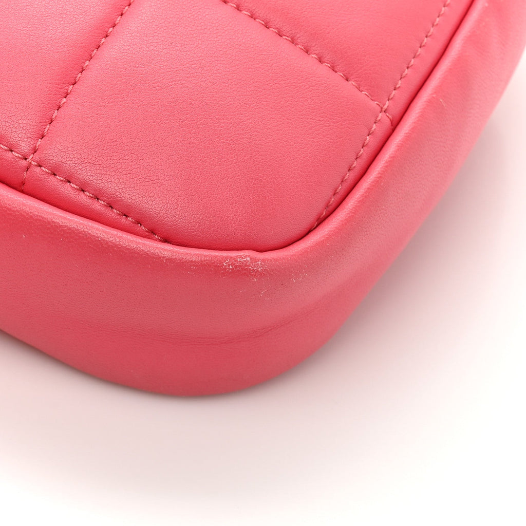 Lambskin Quilted Diamond Clutch With Chain Pink