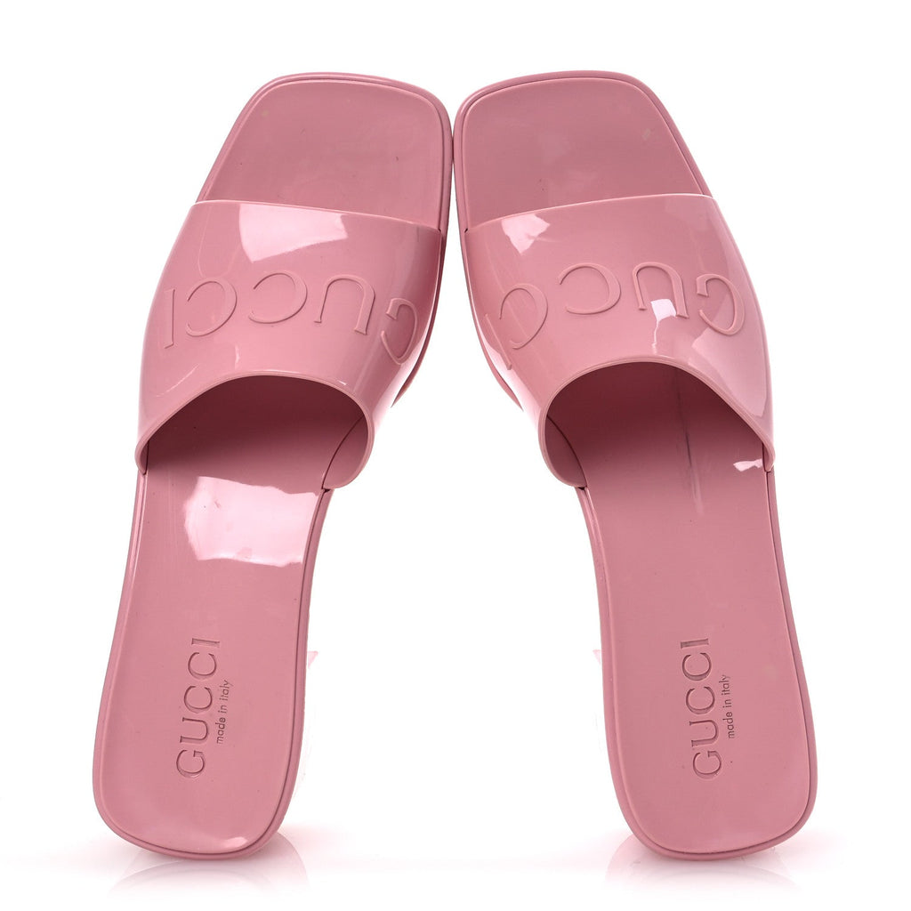 Rubber Gucci Logo Womens Platform 20/60mm Slide Sandals 38 Wild Rose