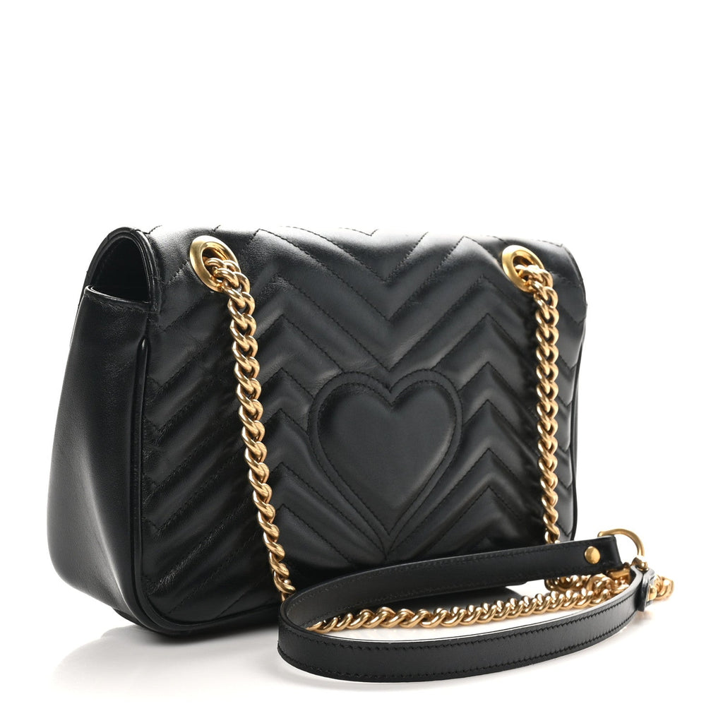 Calfskin Matelasse Small GG Marmont Shoulder Bag Black