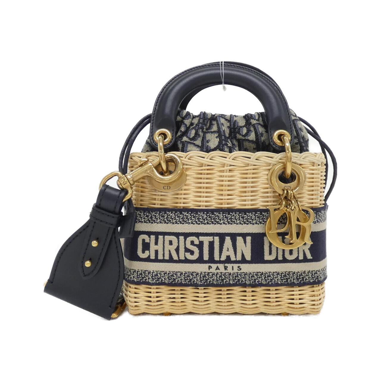Christian Dior DIOR OBLIQUE Natural Wicker Canvas Bag