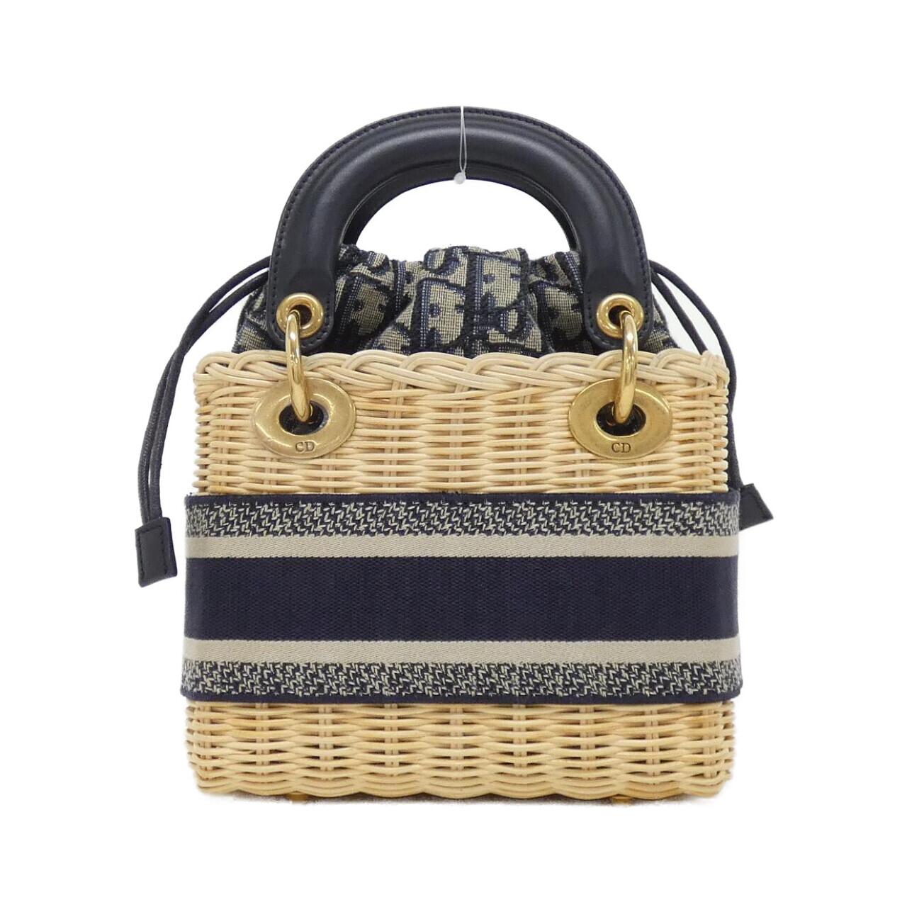 Christian Dior DIOR OBLIQUE Natural Wicker Canvas Bag