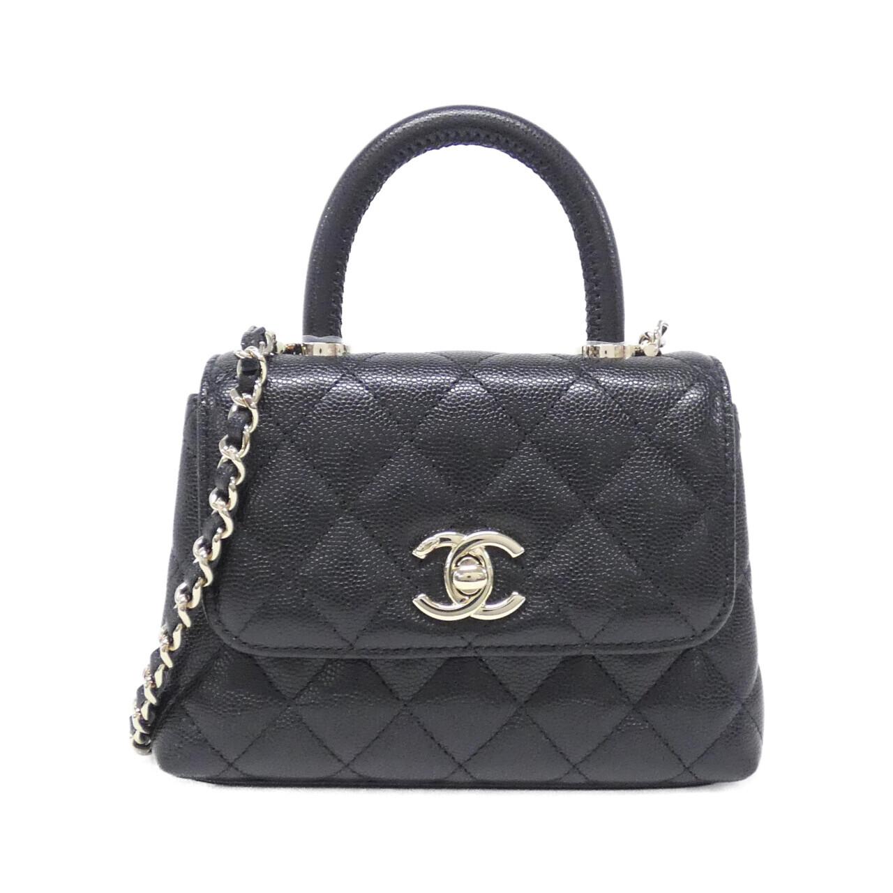 Chanel Coco Handle Caviar Skin Chain Clutch