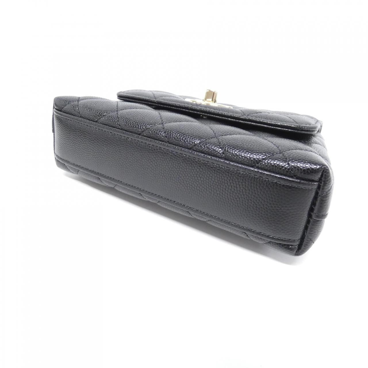 Chanel Coco Handle Caviar Skin Chain Clutch