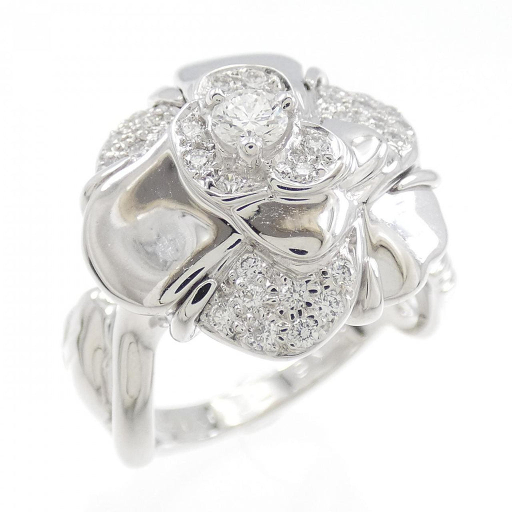 Chanel Camelia 750 White Gold Diamond Ring Size 9