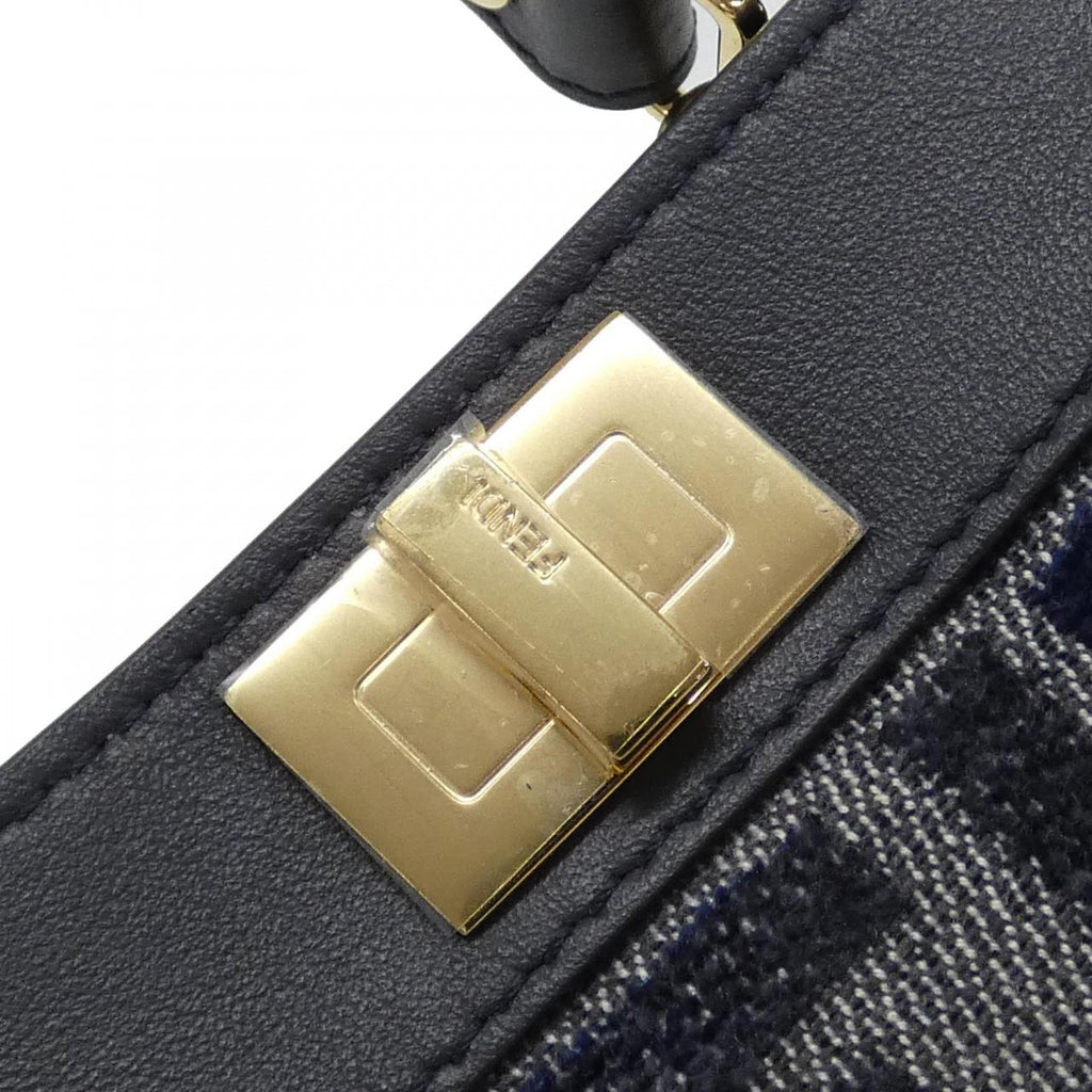 Fendi Nano Peekaboo Canvas Leather Shoulder Bag