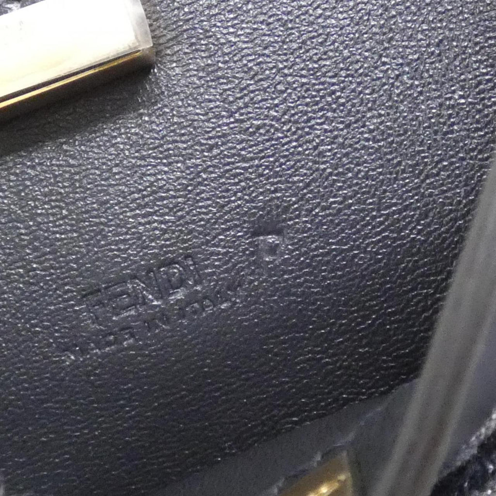 Fendi Nano Peekaboo Canvas Leather Shoulder Bag