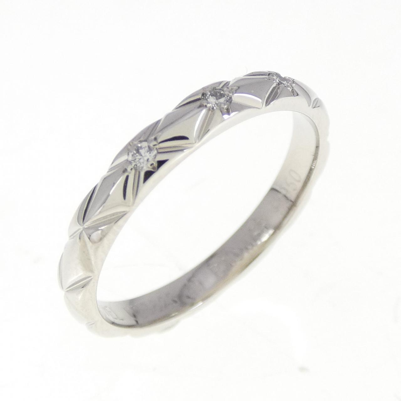 Chanel Matelassé Platinum Diamond Ring Size 9