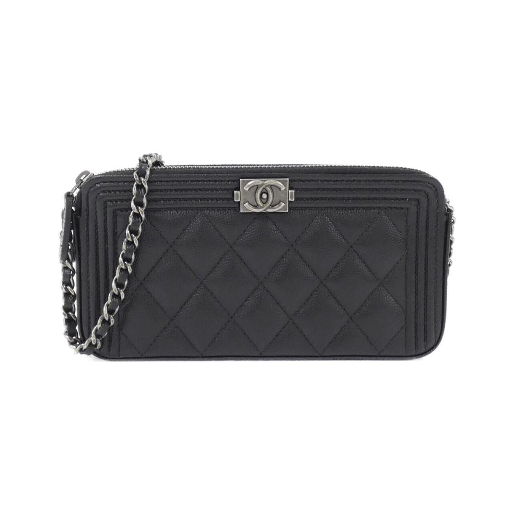 Chanel Boy Chanel Caviar Skin Chain Wallet