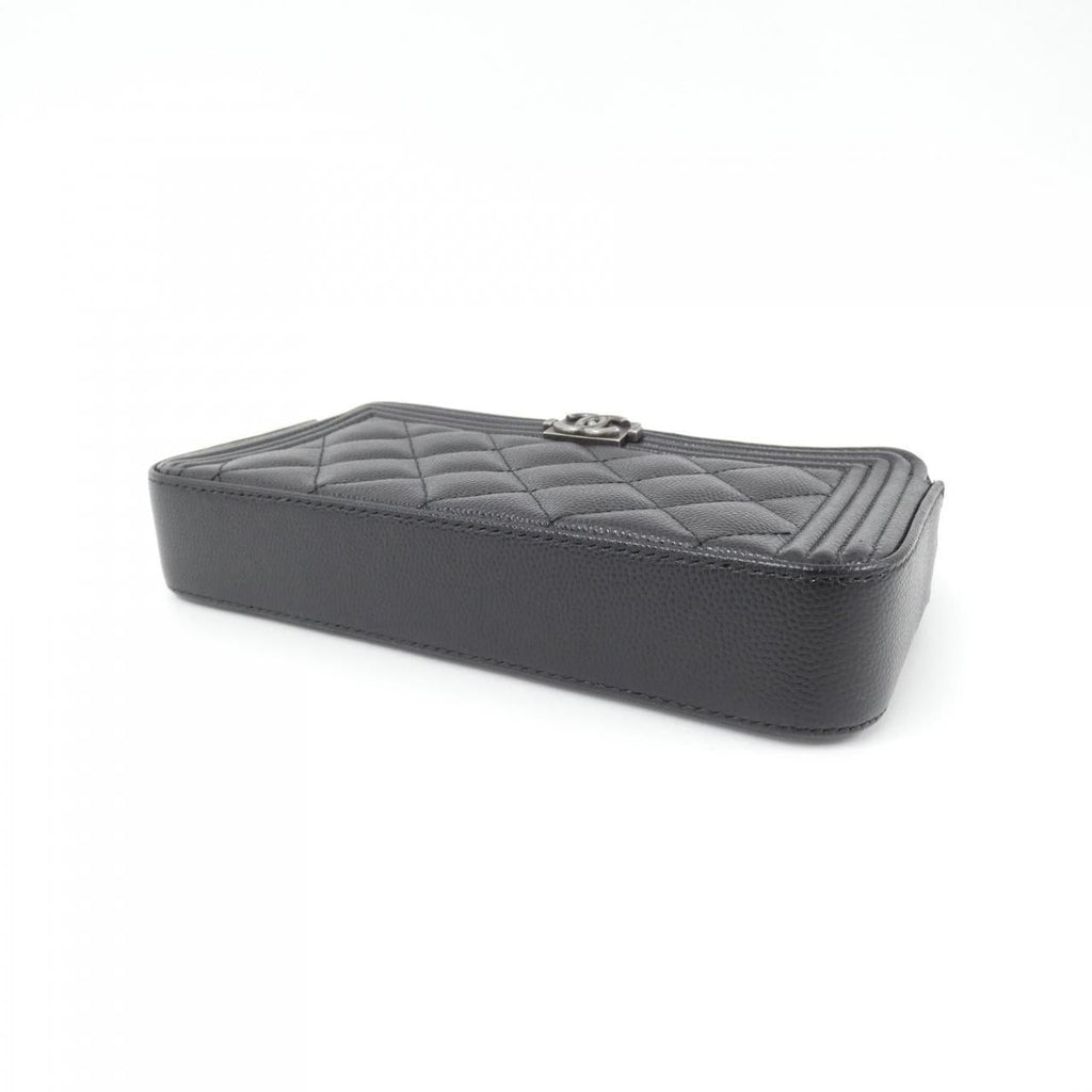 Chanel Boy Chanel Caviar Skin Chain Wallet