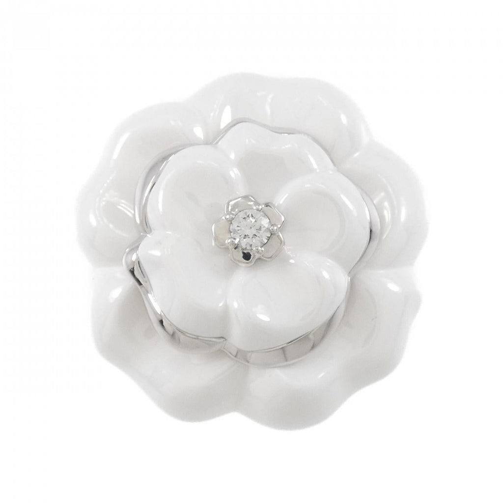 Chanel Camelia 750 White Gold Ceramic Diamond Ring