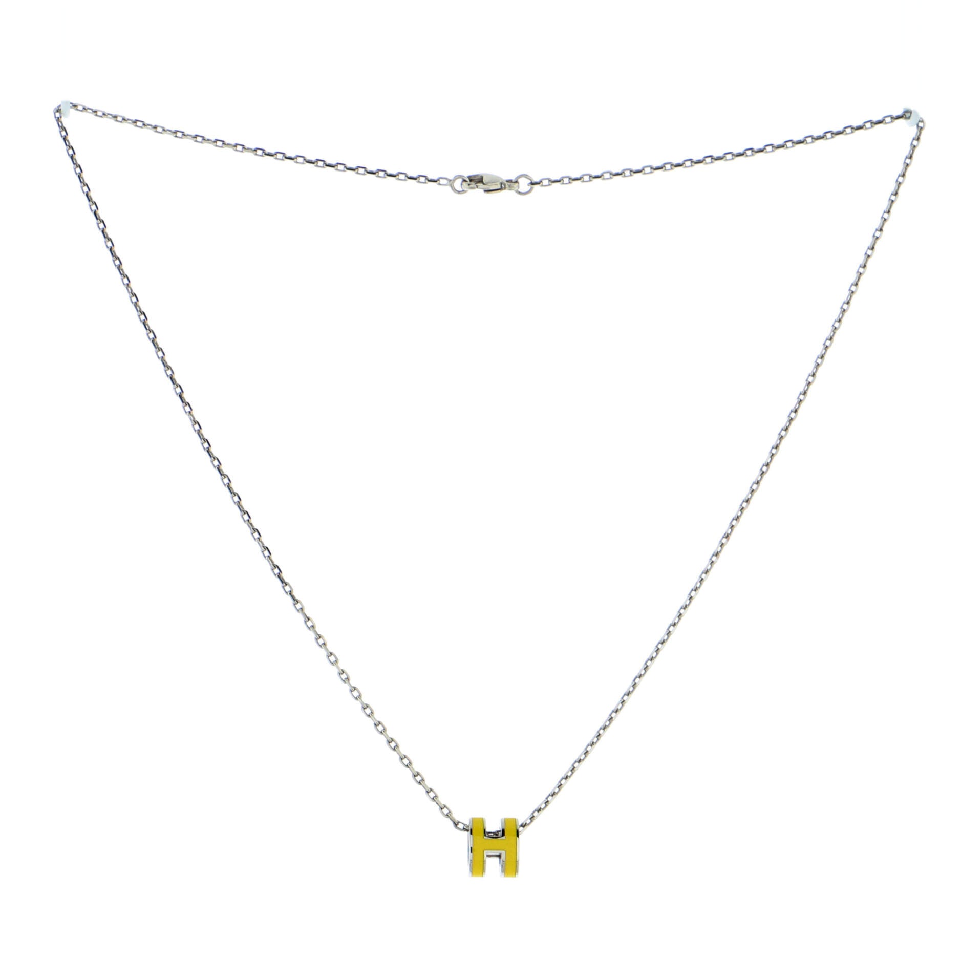 Pop H Pendant Chain Necklace Metal and Enamel Mini
