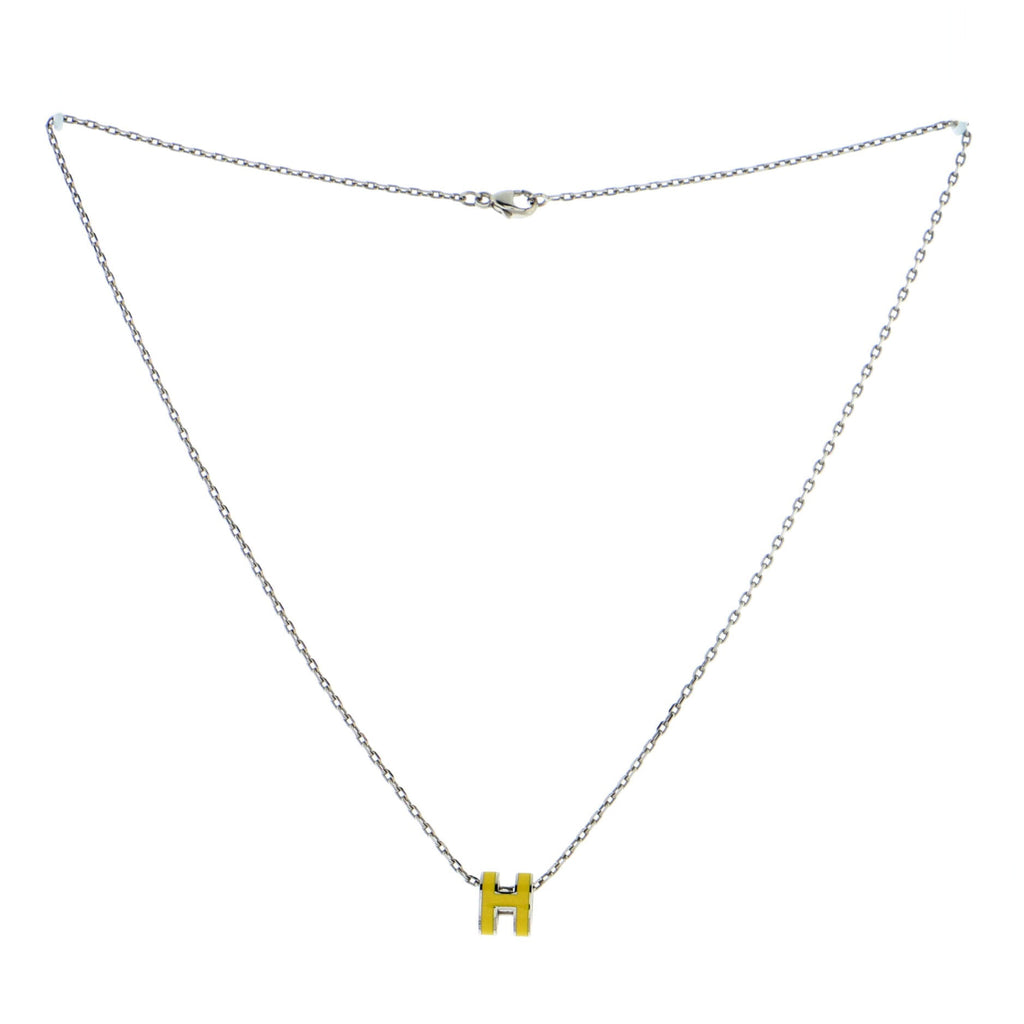 Pop H Pendant Chain Necklace Metal and Enamel Mini