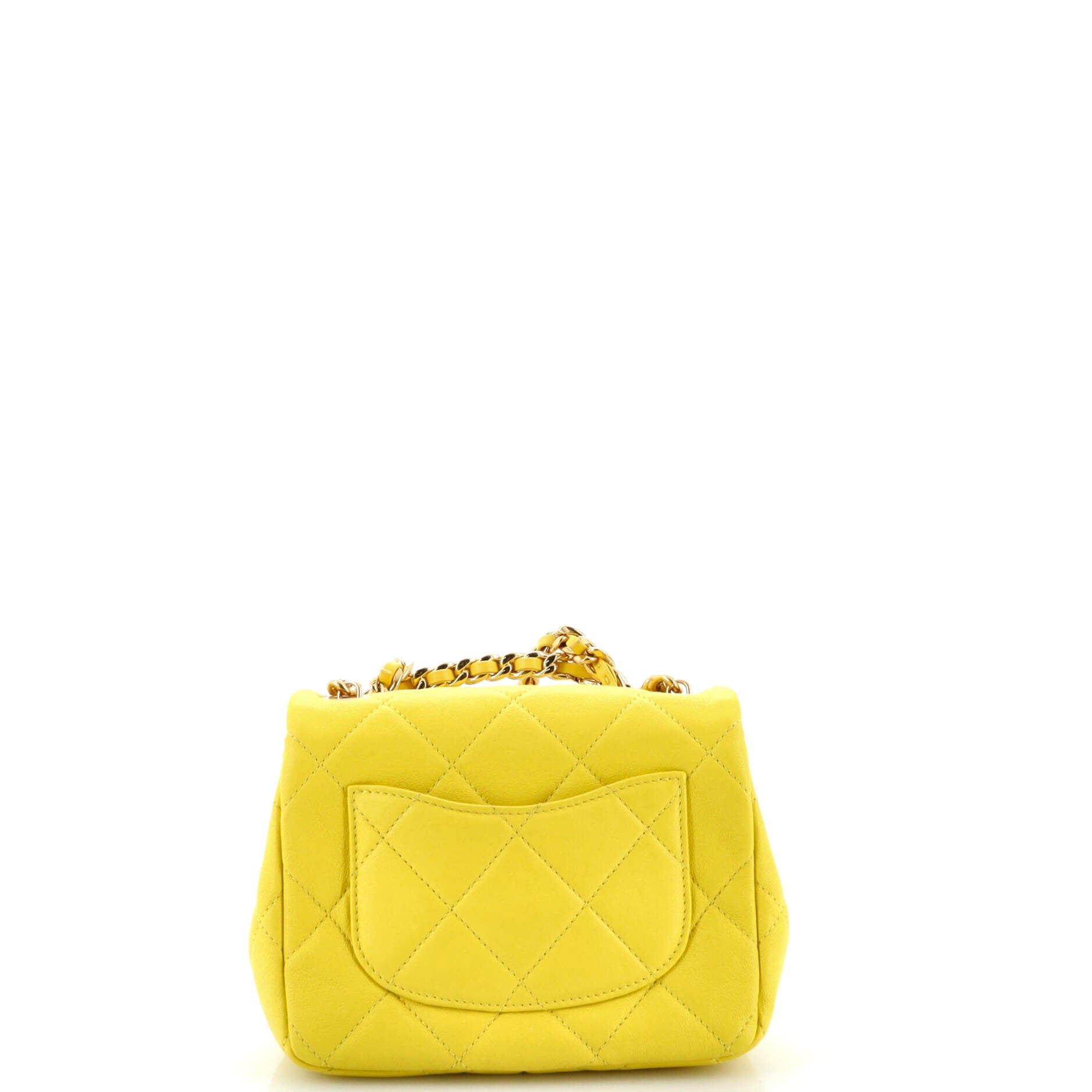 Oval Logo Chain Handle Flap Bag Quilted Lambskin Mini