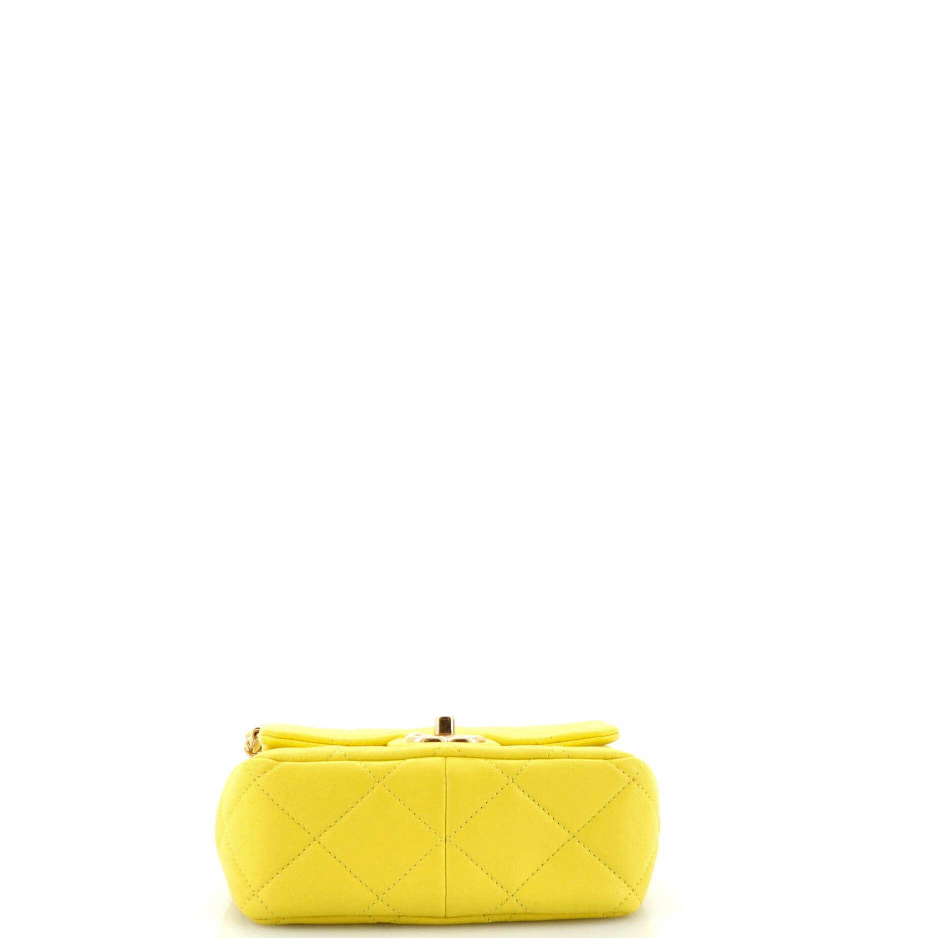 Oval Logo Chain Handle Flap Bag Quilted Lambskin Mini