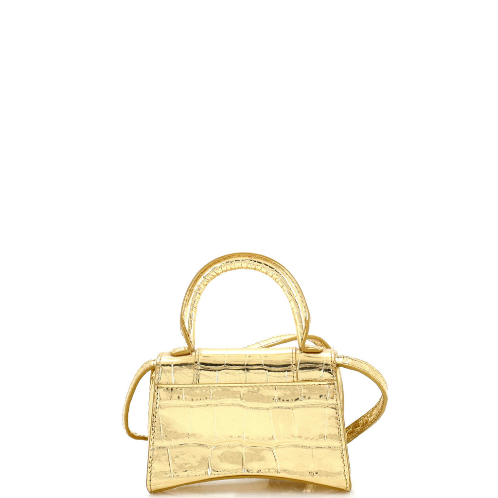 Hourglass Top Handle Bag Crocodile Embossed Leather Mini