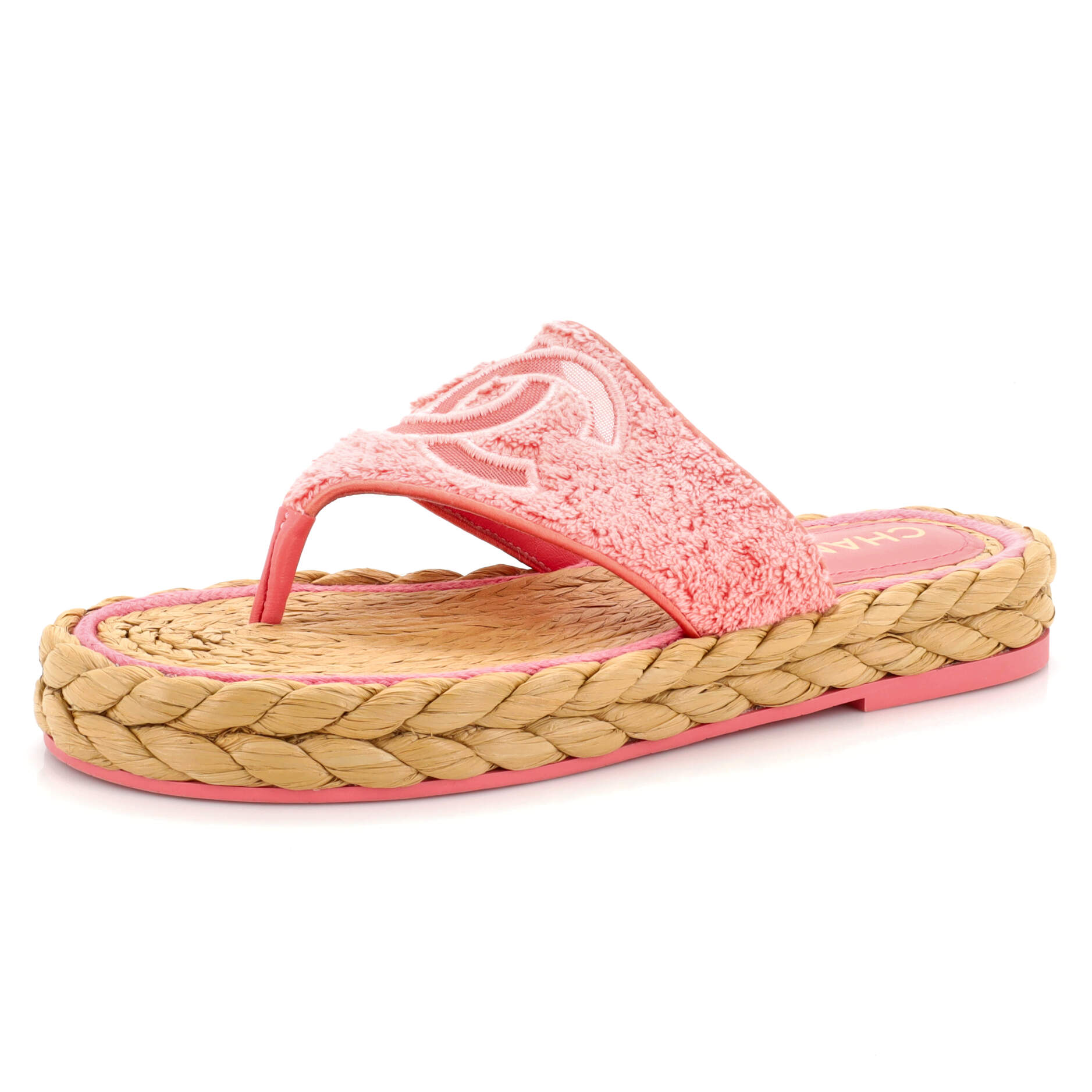 Women's CC Logo Thong Espadrille Sandals Terry Cloth