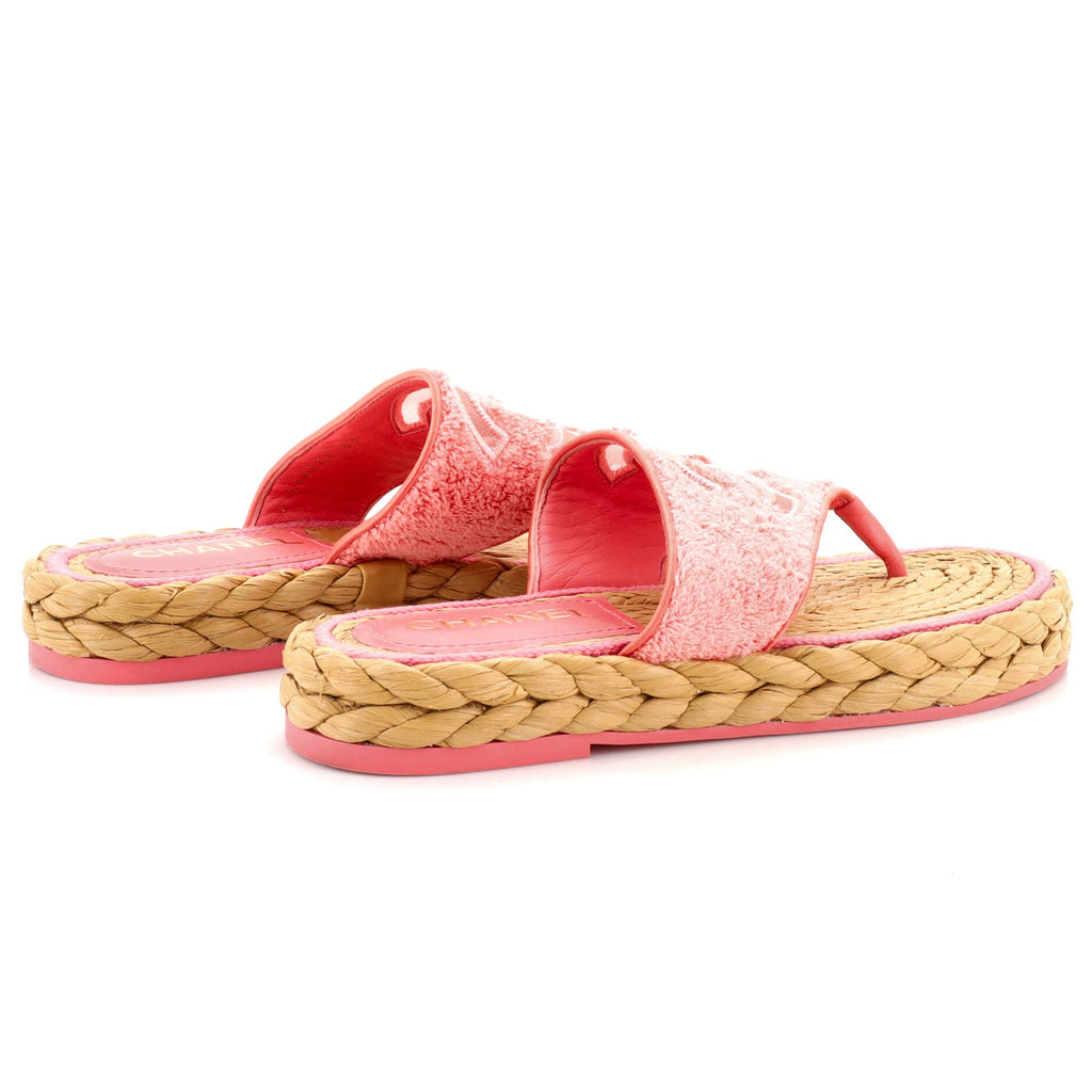 Women's CC Logo Thong Espadrille Sandals Terry Cloth