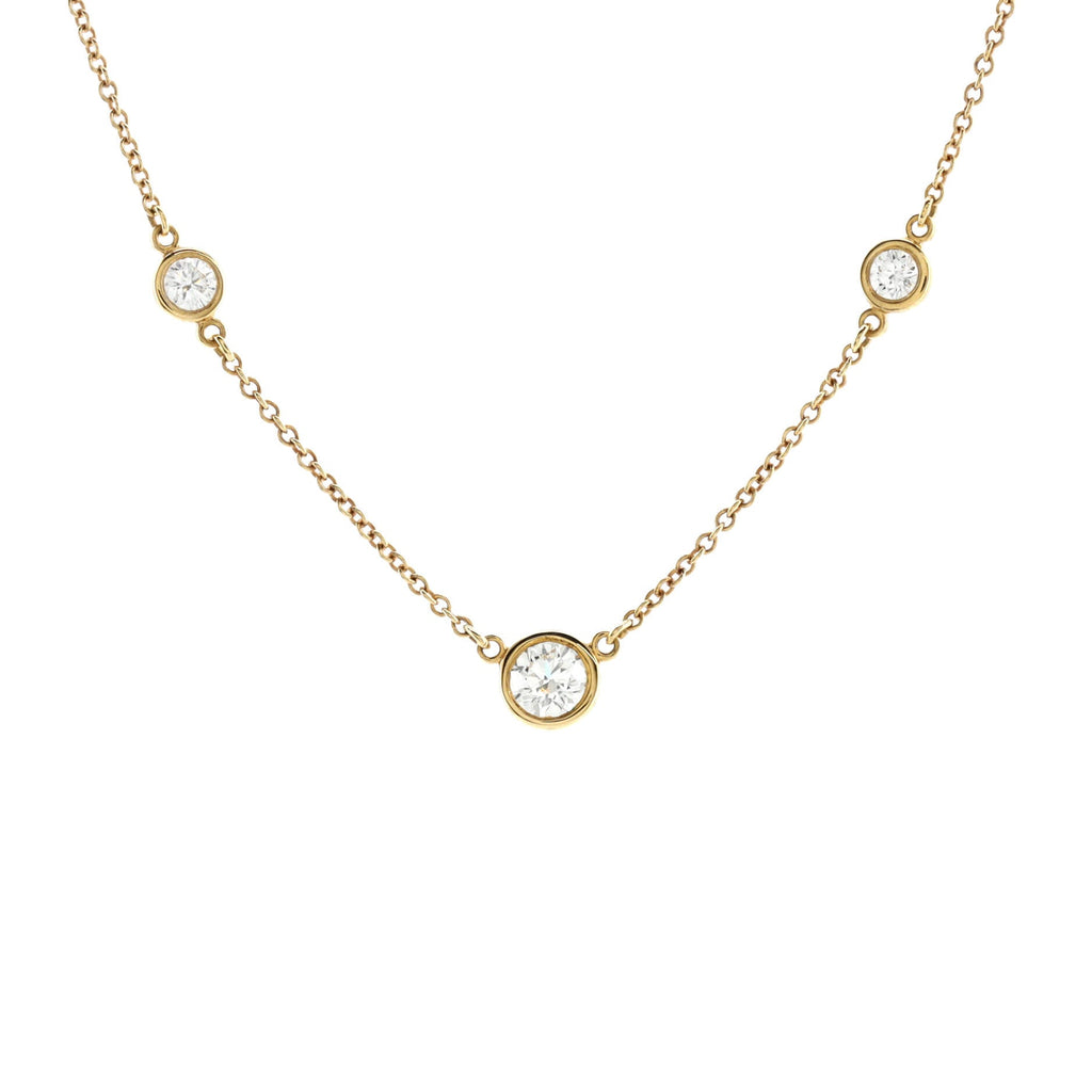 Elsa Peretti Diamonds by the Yard 3 Stone Necklace 18K Yellow Gold and Diamonds 0.42CT