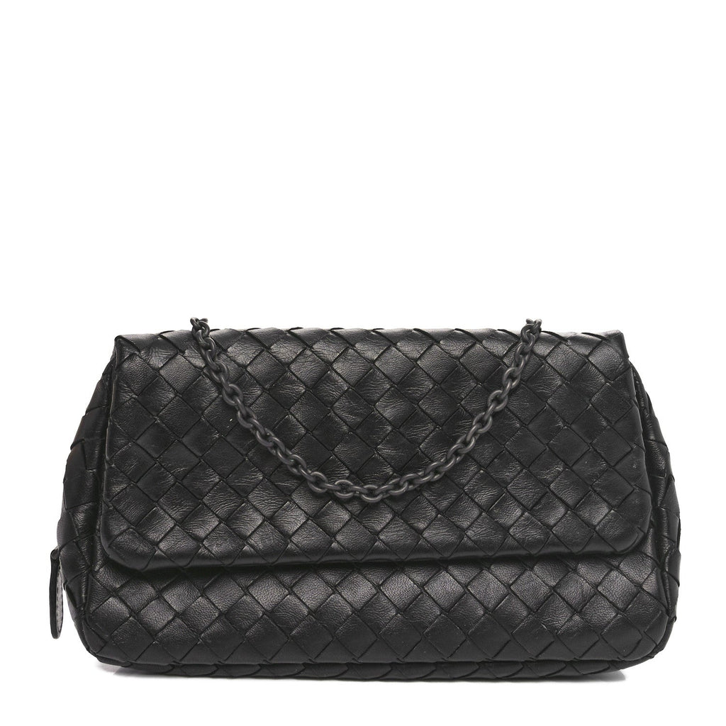 Nappa Intrecciato Small Chain Crossbody Black