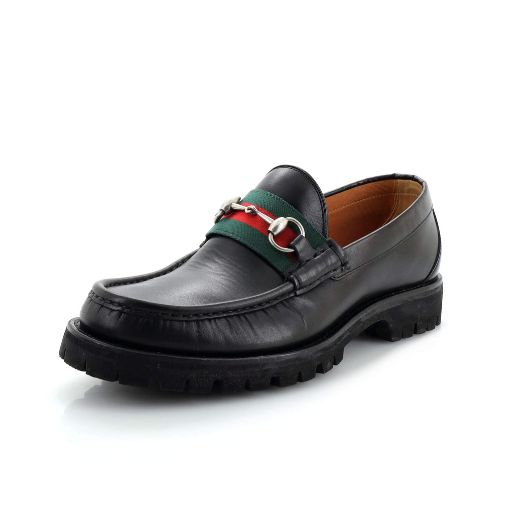 Men's Horsebit Web Lug Sole Loafers Leather