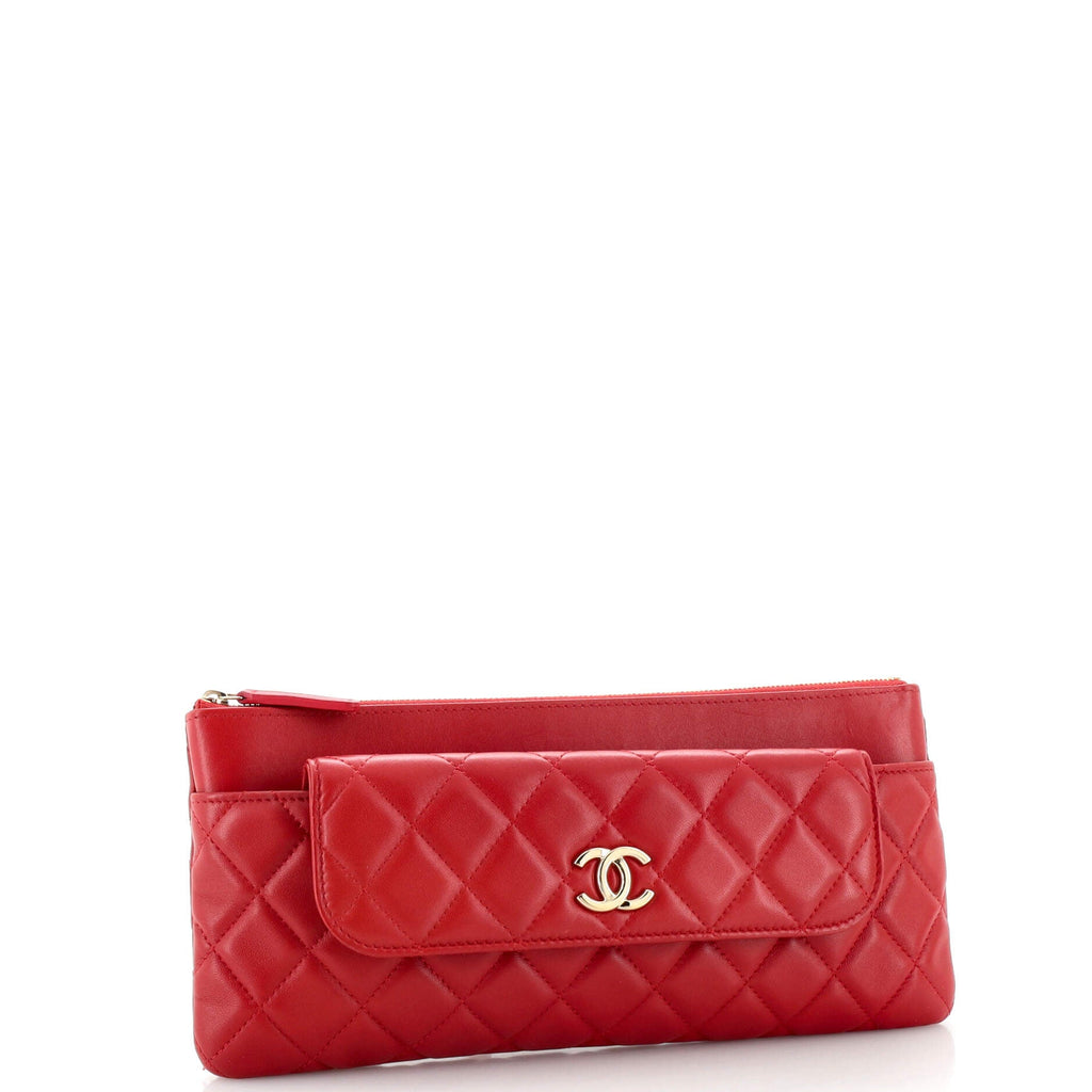 CC Convertible Zip Wallet Clutch Quilted Lambskin