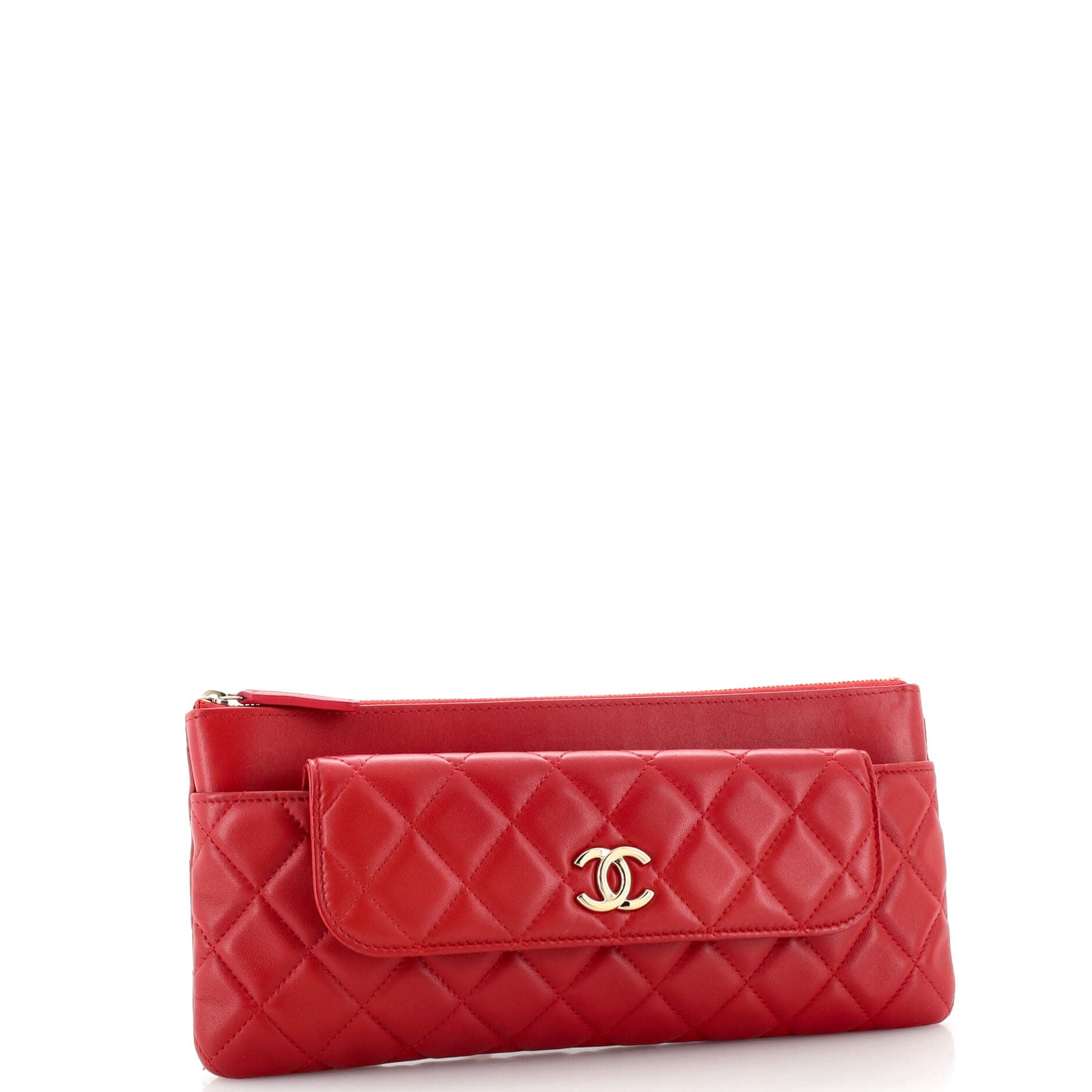 CC Convertible Zip Wallet Clutch Quilted Lambskin