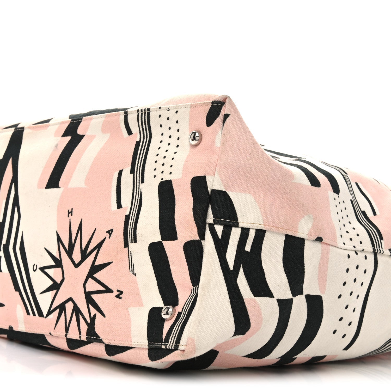 Canvas Cruise Print Tote Pink White Black