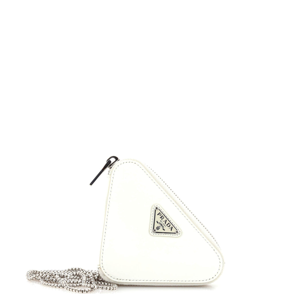 Triangle Pouch Bag with Chain Brushed Leather Mini