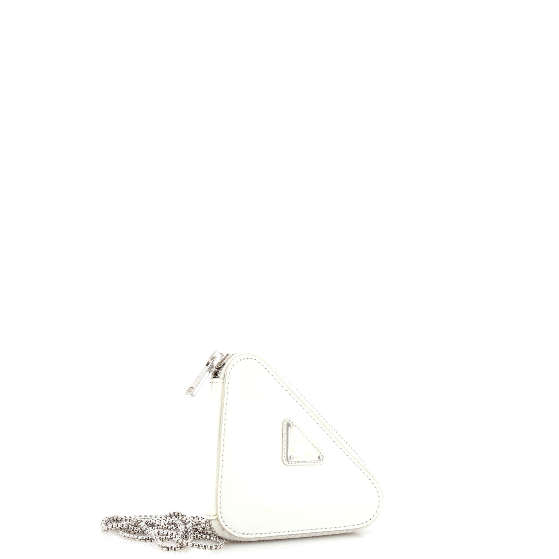 Triangle Pouch Bag with Chain Brushed Leather Mini