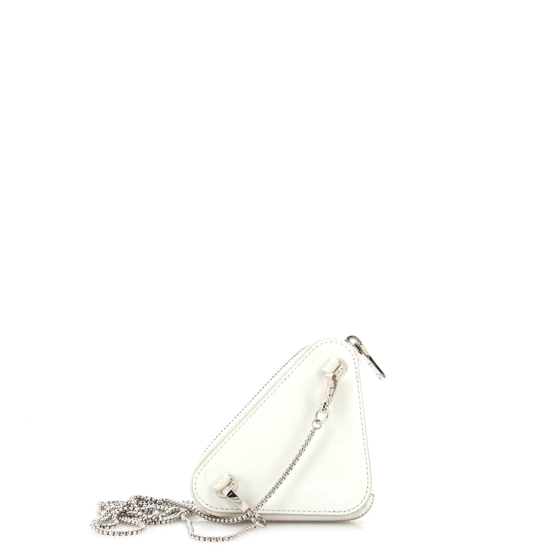 Triangle Pouch Bag with Chain Brushed Leather Mini
