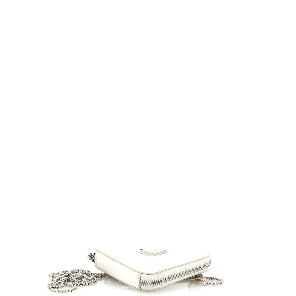 Triangle Pouch Bag with Chain Brushed Leather Mini