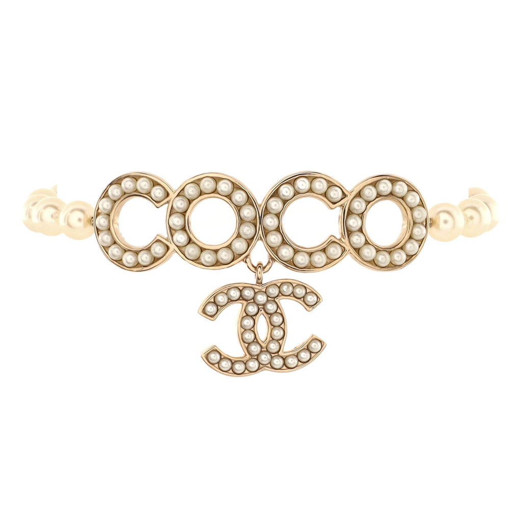 Coco Charm Bracelet Metal with Faux Pearls