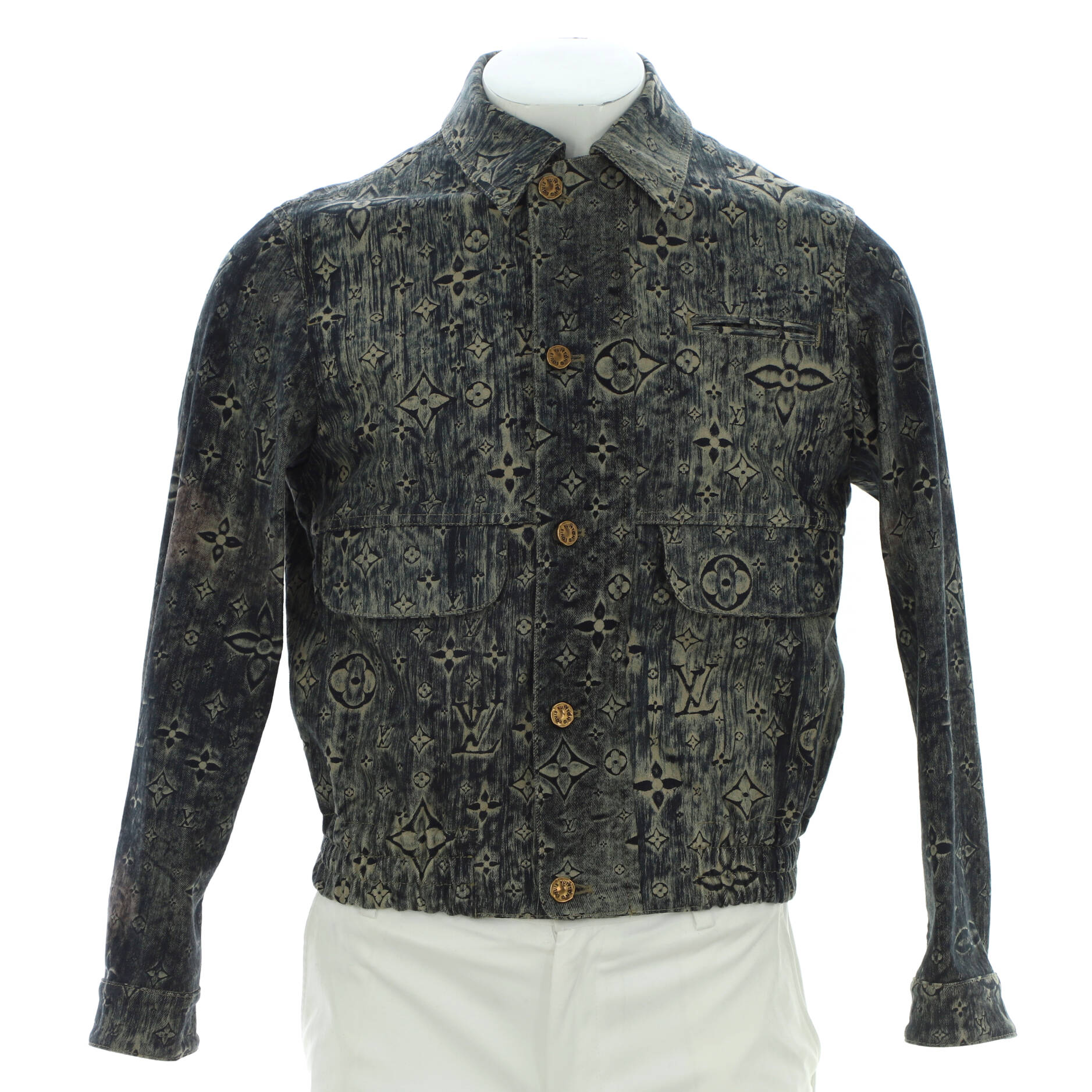 Men's Tailored Denim Jacket Monogram Star Embossed Denim