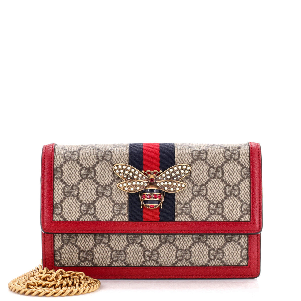 Queen Margaret Chain Wallet GG Coated Canvas Mini