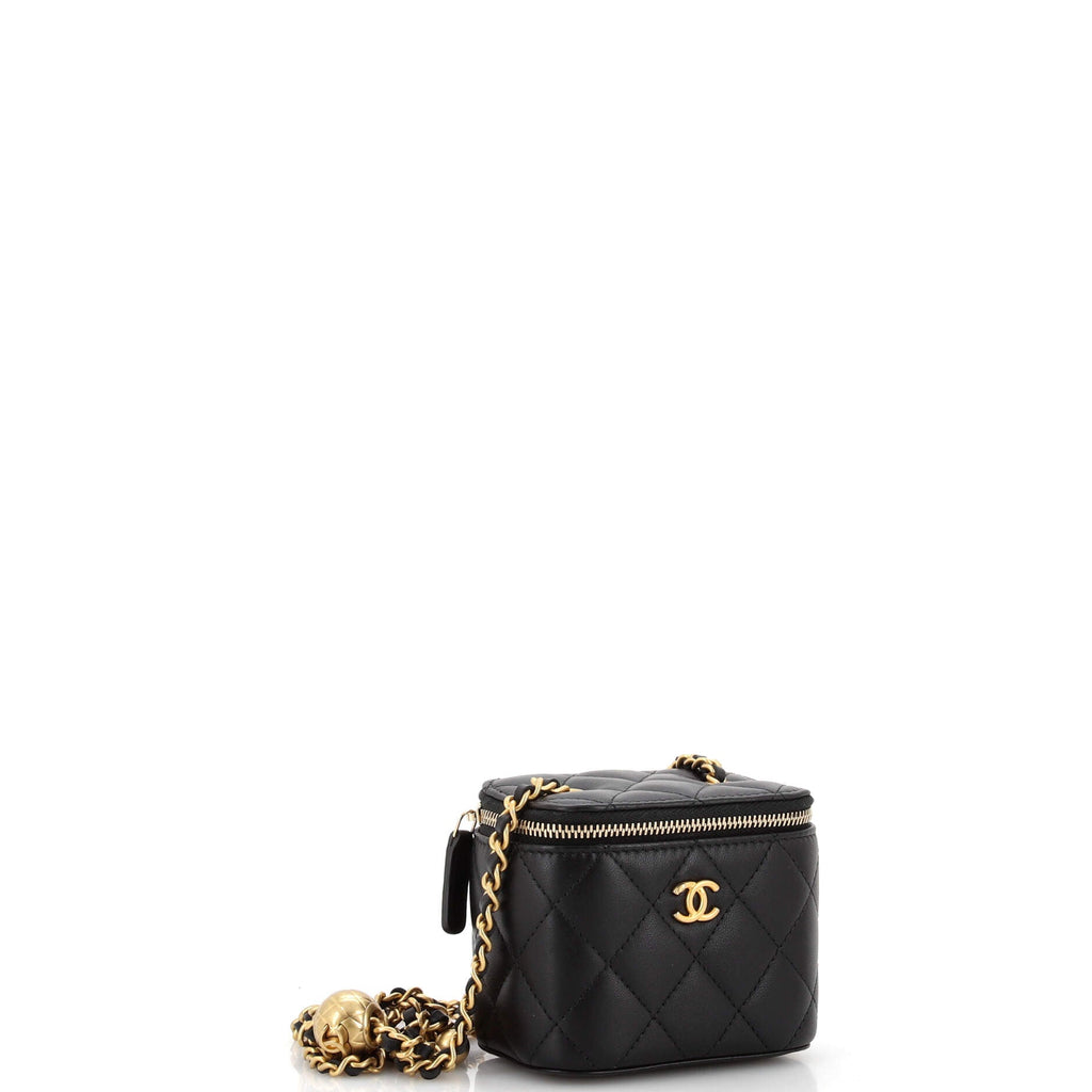 Pearl Crush Vanity Case with Chain Quilted Lambskin Mini