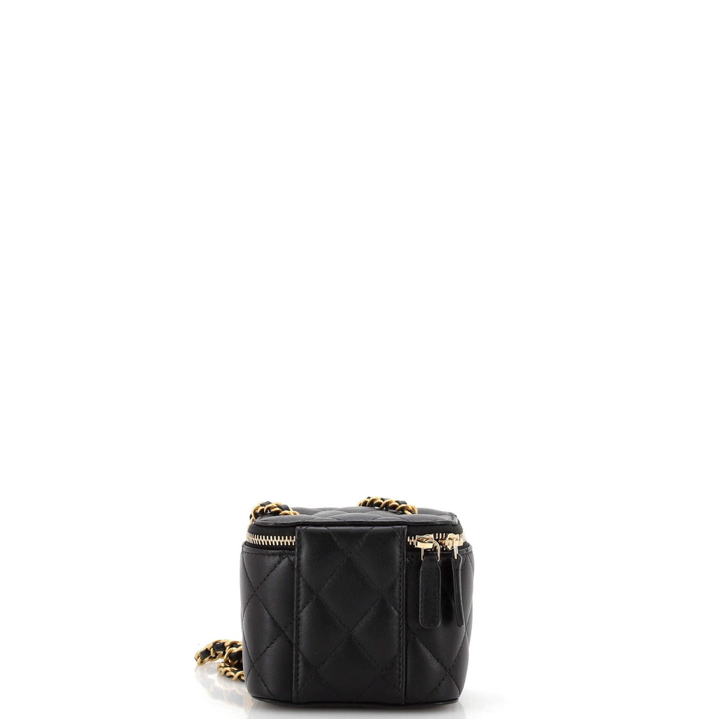 Pearl Crush Vanity Case with Chain Quilted Lambskin Mini