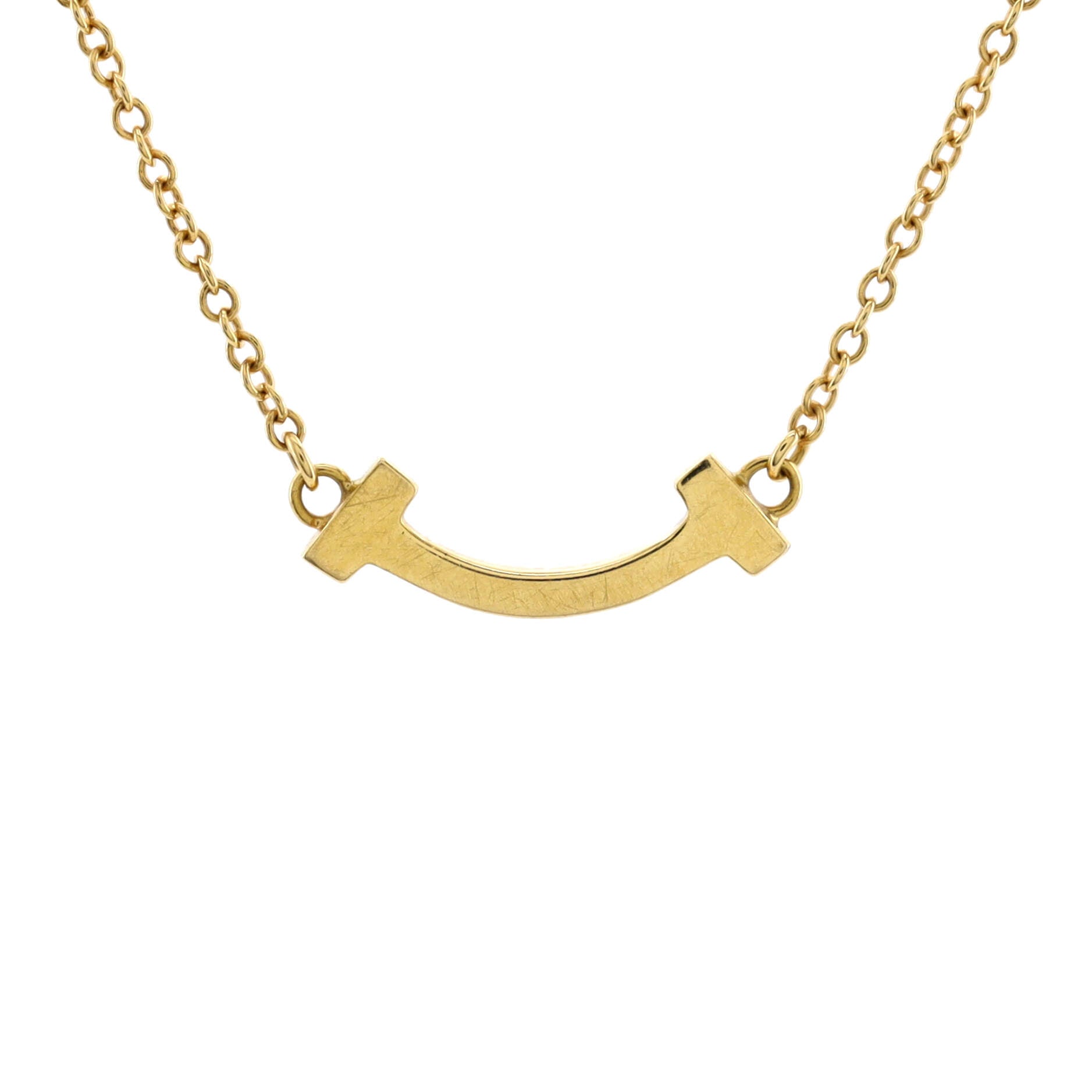 T Smile Pendant Necklace 18K Yellow Gold Mini
