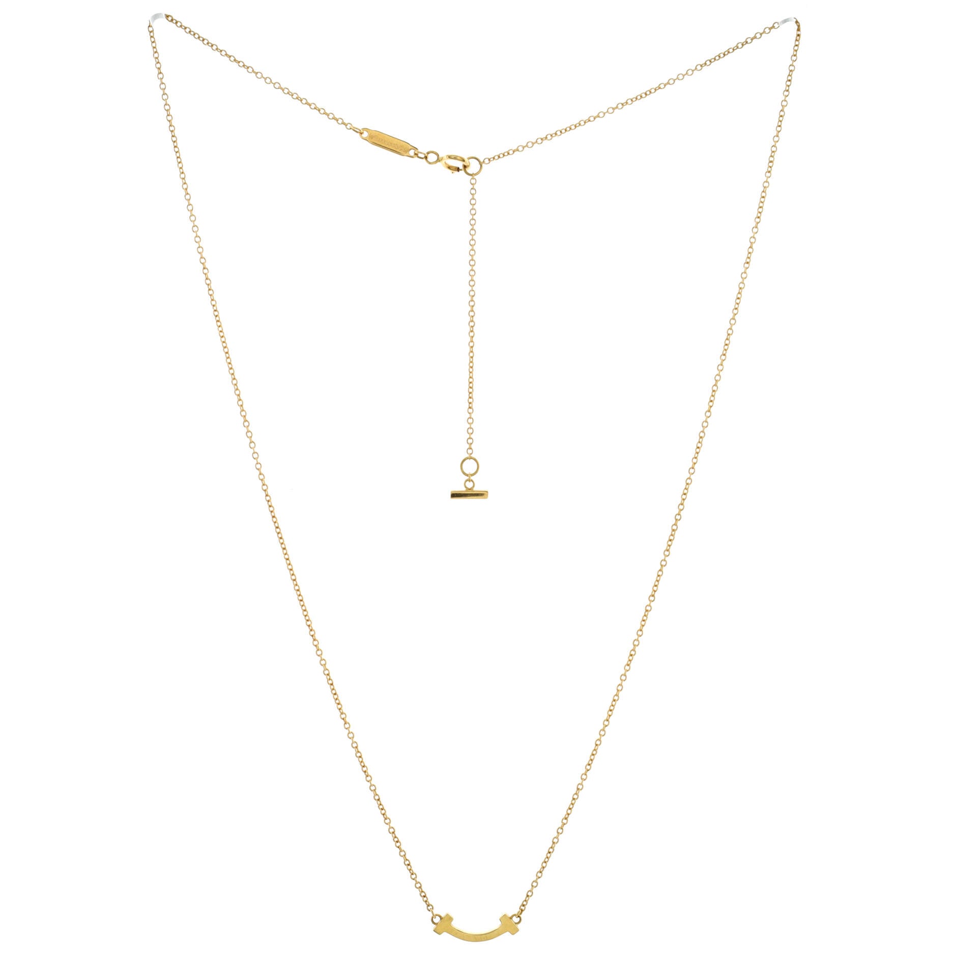 T Smile Pendant Necklace 18K Yellow Gold Mini