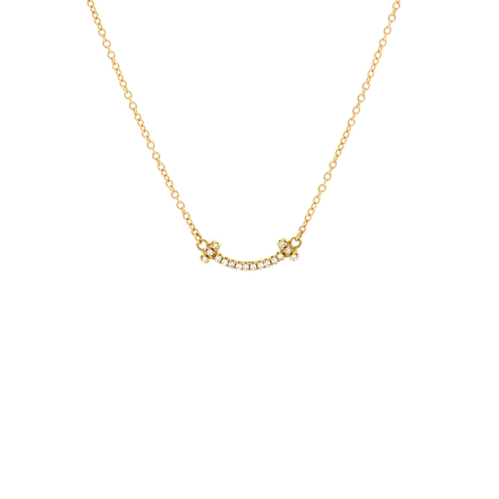T Smile Pendant Necklace 18K Yellow Gold with Diamonds Mini