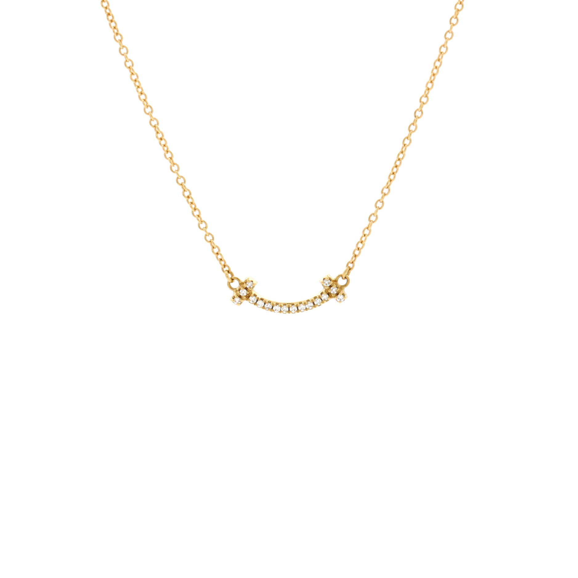 T Smile Pendant Necklace 18K Yellow Gold with Diamonds Mini