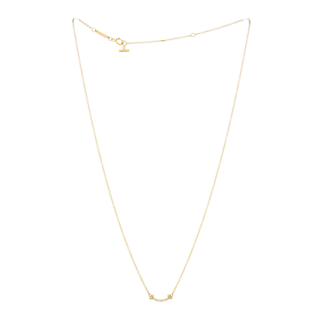 T Smile Pendant Necklace 18K Yellow Gold with Diamonds Mini