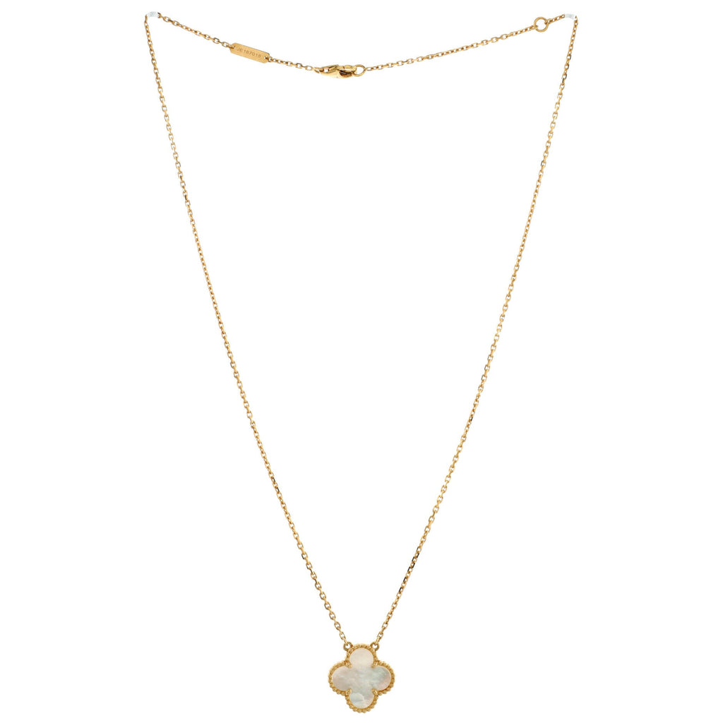 Vintage Alhambra Pendant Necklace 18K Yellow Gold and Mother of Pearl