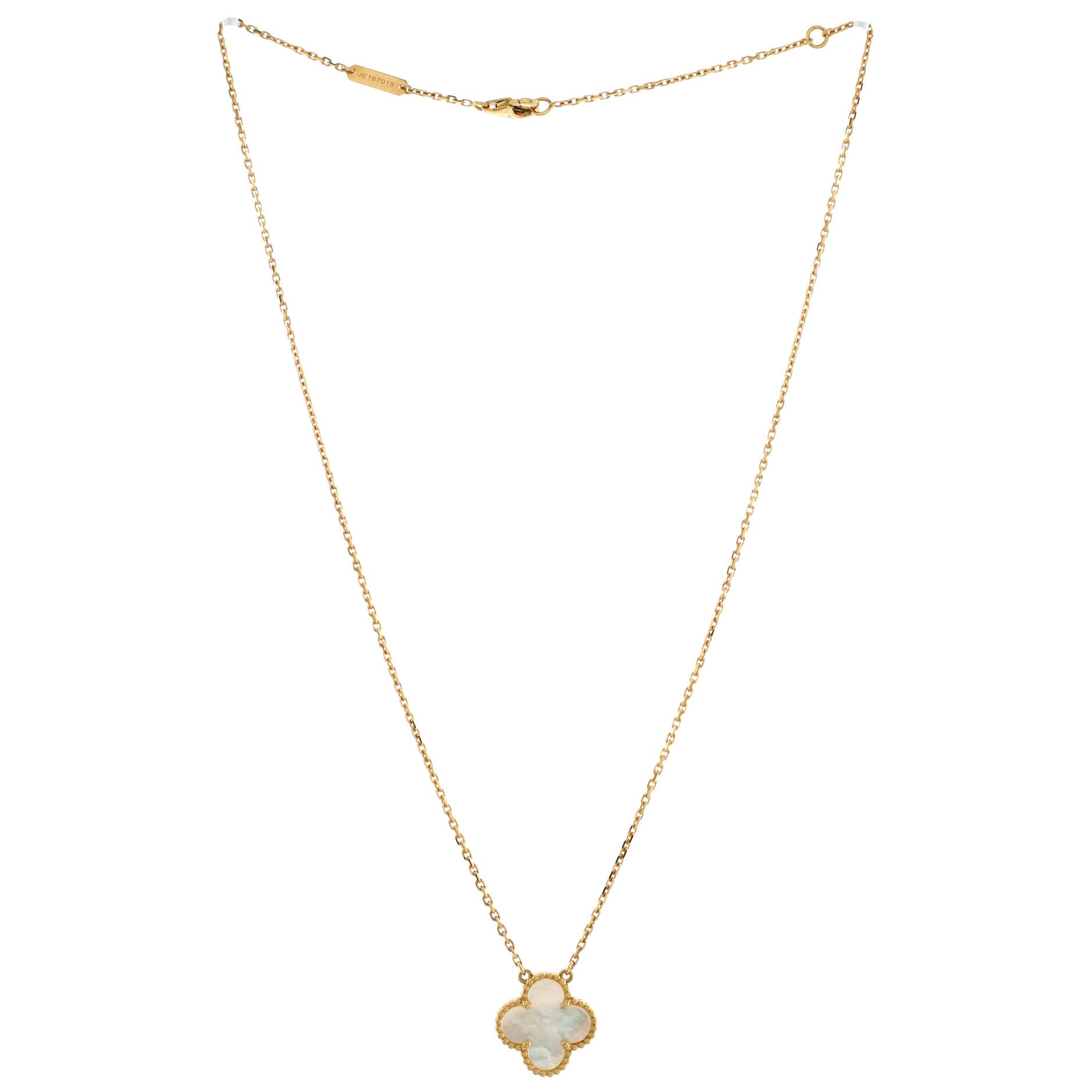 Vintage Alhambra Pendant Necklace 18K Yellow Gold and Mother of Pearl