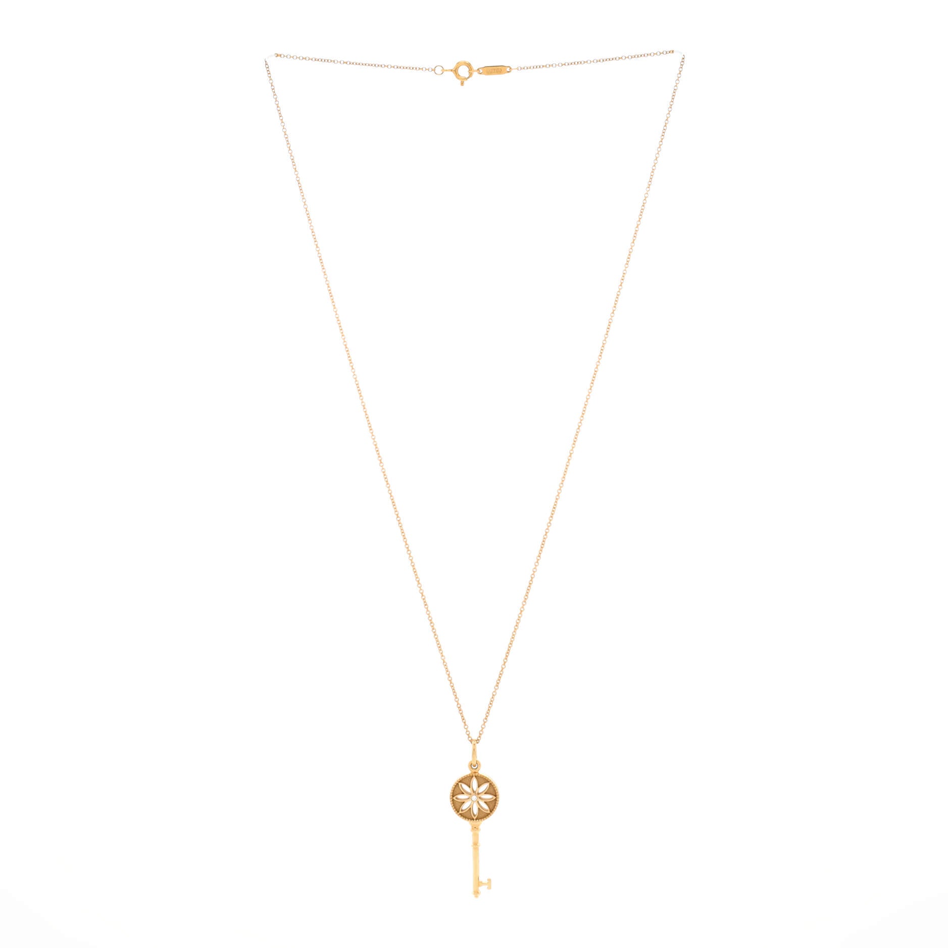 Daisy Key Pendant Necklace 18K Rose Gold with Diamond Small